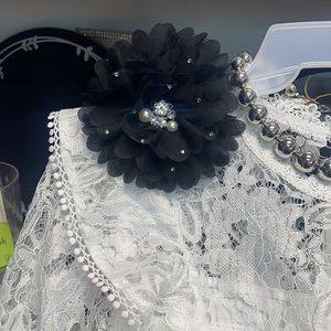 Black Pin Brooch with pearls